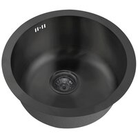 Мойка для кухни ZorG SZR-500 GRAFIT, графит черная, круглая, толщина 1,5 мм, с сифоном, премиум