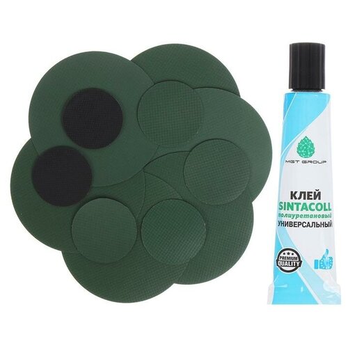 Ремкомплект для лодок Тонар ПВХ 12 шайб диаметром 4 и 8 см клей 6583 487₽