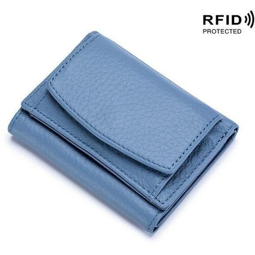 фото Кошелек bgt bgt-wallet-blue, натуральная кожа, зернистая фактура, на кнопках, на молнии, отделения для карт и монет, синий