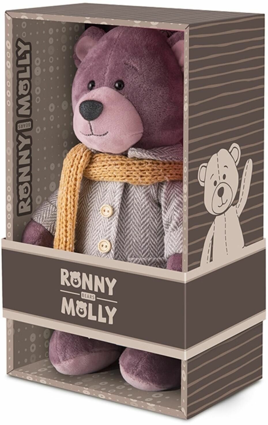 Мягкая игрушка Мишка Ронни в пальто , 21 см