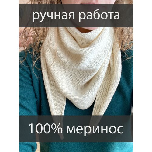 Косынка Must Wool, вязаная, ручная работа, 130х45 см, белый