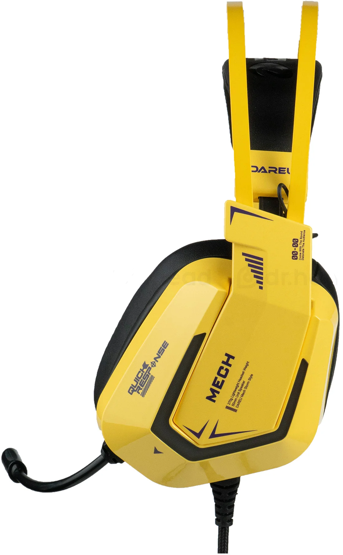 Гарнитура игровая проводная Dareu EH732 Yellow (желтый), подключение USB, подсветка RGB - фото №1