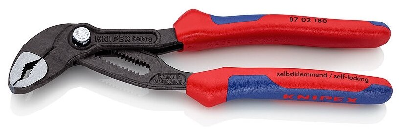 Клещи переставные KNIPEX COBRA® зев 42 мм длина 180 мм фосфатированные 2-комп ручки SB