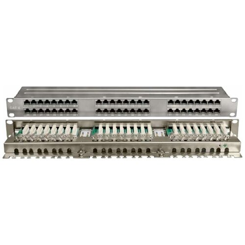 Патч-панель -110D высокой плотности 19дюйм 1U 48 портов RJ-45, HYPERLINE 420642 (1 шт.)