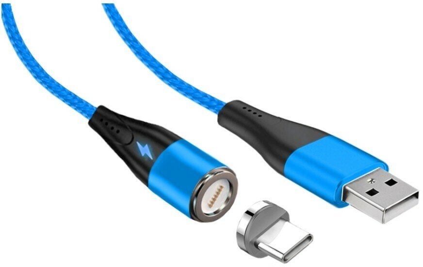 Кабель USB Type-C (m) - USB(m) Jet.A, 1м, тканевая оплетка, синий (JA-DC38)