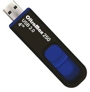 Флешка OltraMax 250, 4 Гб, USB2.0, чт до 15 Мб/с, зап до 8 Мб/с, синяя