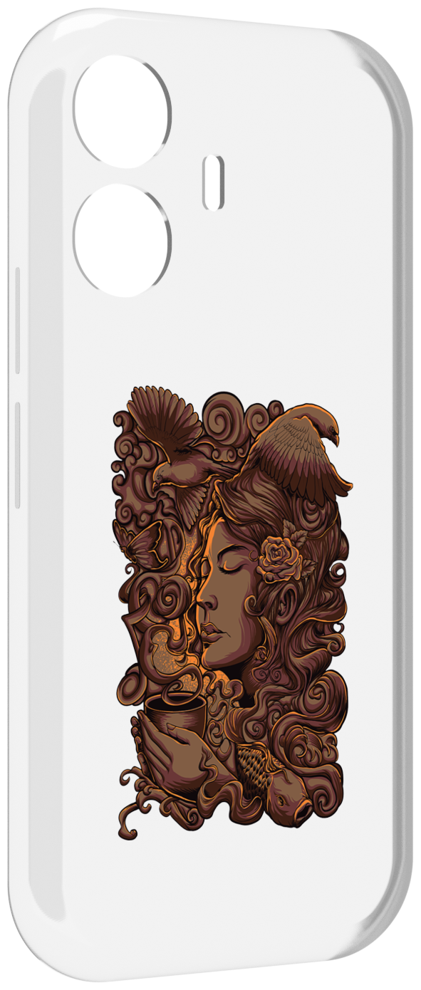 Чехол MyPads девушка с длинными волосами абстракция для Vivo Y77E / Vivo iQOO Z6 Lite задняя-панель-накладка-бампер