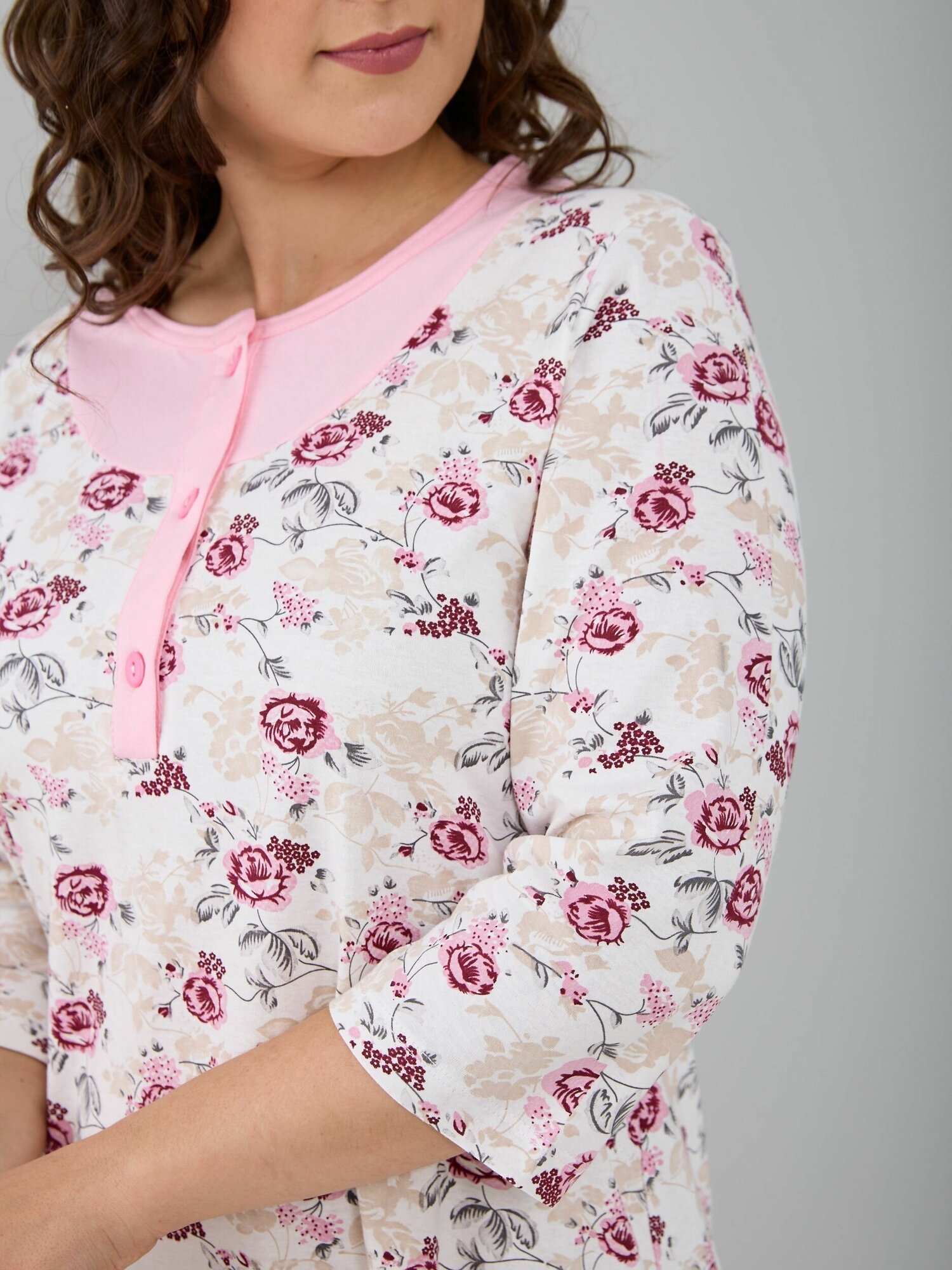 Ночная сорочка женская Алтекс розово-белая, размер 48 - фотография № 7