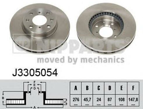 J3305054 Диск тормозной Nipparts, передний, вентилируемый