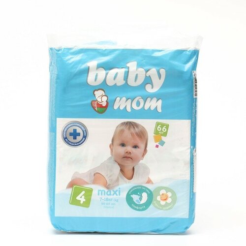 Подгузники для детей «Baby Mom» 4,(7-18), 66 шт