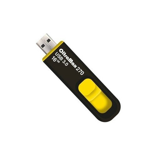 Флешка OltraMax 270, 16 Гб, USB3.0, чт до 70 Мб/с, зап до 20 Мб/с, желтая