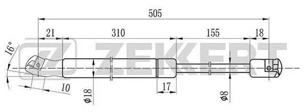 Амортизатор багажника VAG Touran 03- (замена для GF-2137) Zekkert ZEKKERT GF1803 | цена за 1 шт