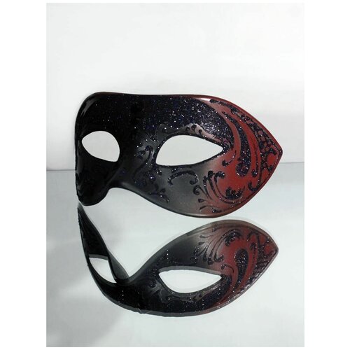маска карнавальная венецианская кружевная со стразами аксессуар на вечеринку декор на елку Венецианская маска чёрно-красная для маскарада мужская
