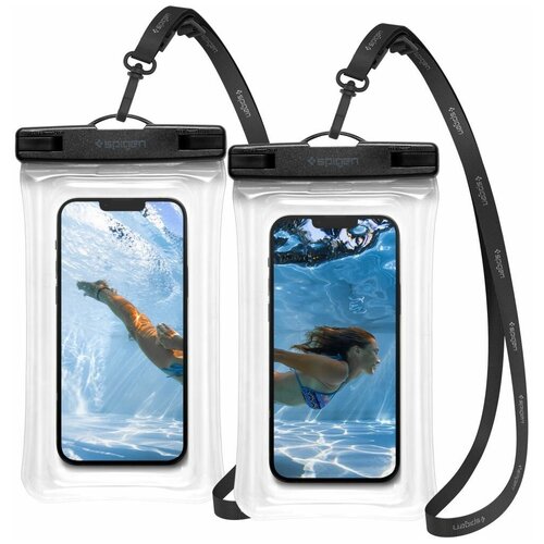 Водонепроницаемый чехол для смартфонов Spigen A610 UNIVERSAL WATERPROOF CASE с поплавком, 2-шт до 8,2 дюймов CRYSTAL CLEAR (AMP04528)