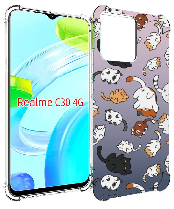 Чехол MyPads Котики-летают для Realme C30 4G / Narzo 50i Prime задняя-панель-накладка-бампер