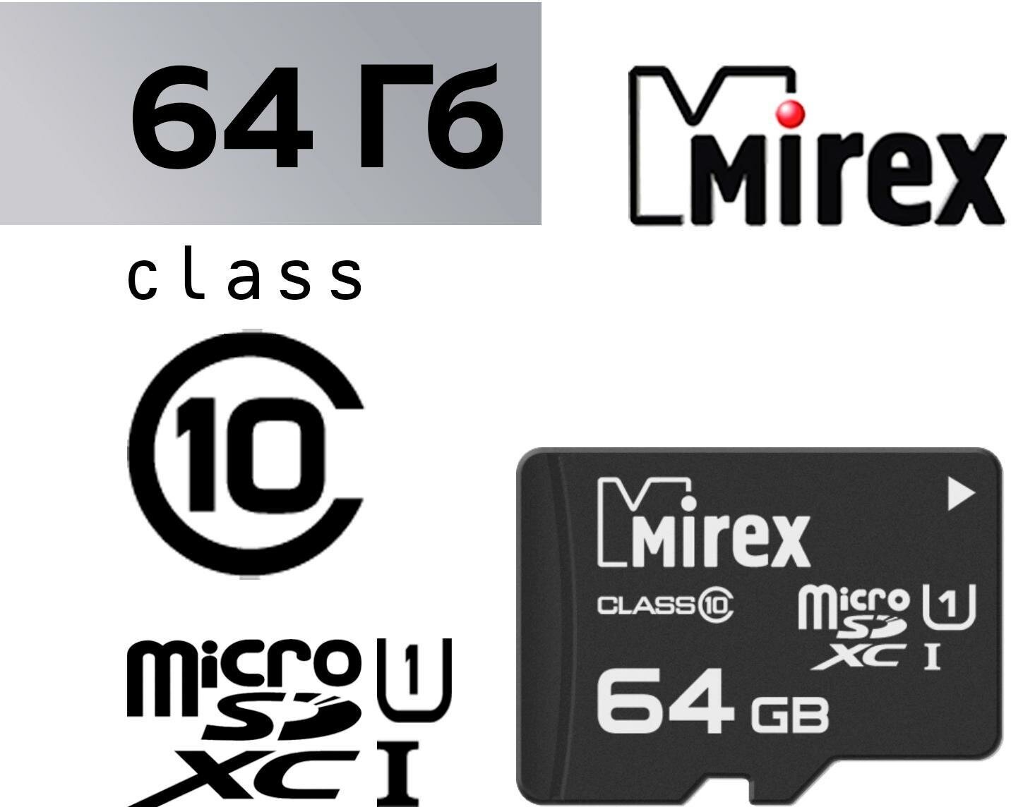 Карта памяти microSD 64 Гб SDXC UHS-I класс 10