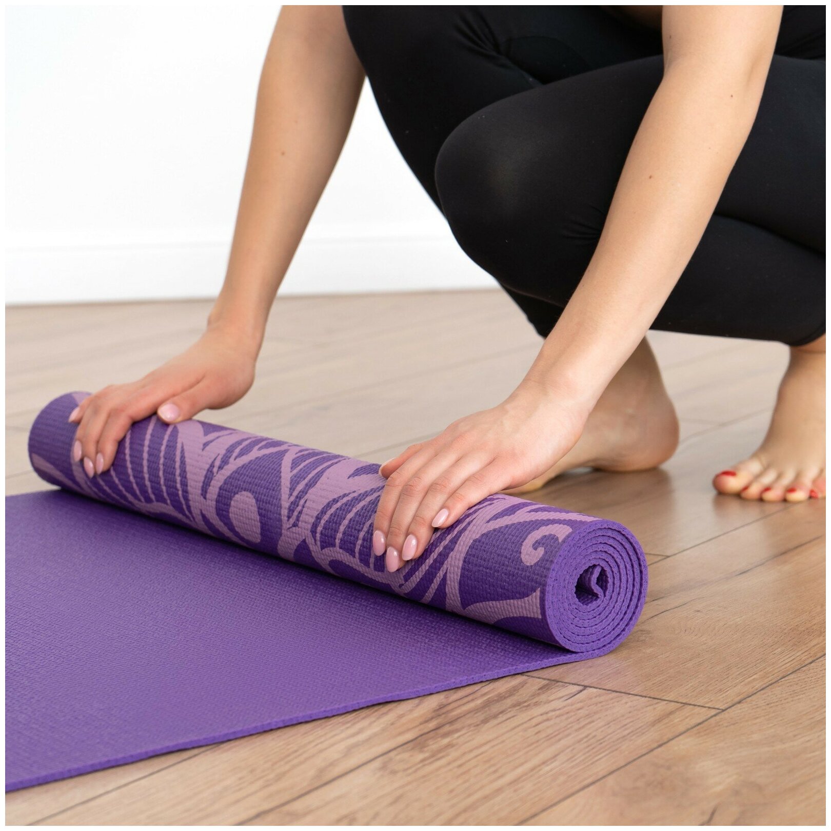 Коврик для йоги Sangh "Мандала", размеры 173 х 61 х 0,4 см, цвет фиолетовый