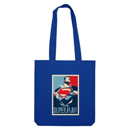 сумка superman супермен марвел marvel комиксы красный Сумка шоппер Us Basic, синий