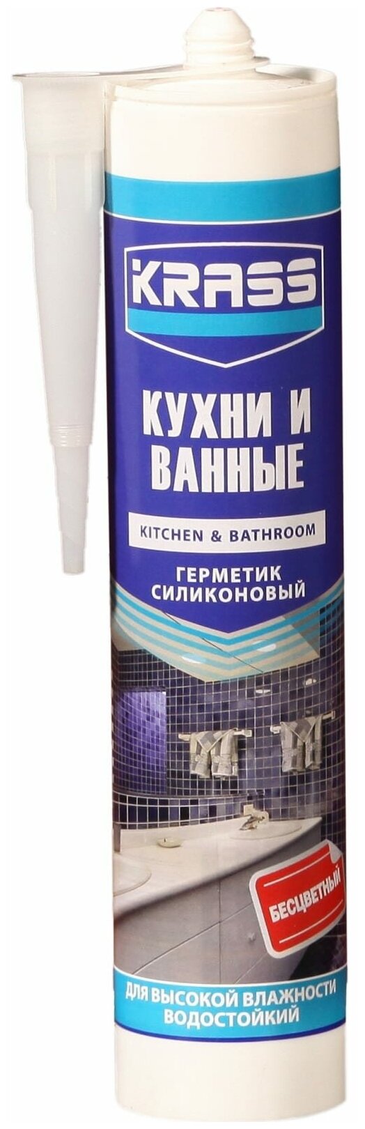 Герметик силиконовый KRASS для кухни и ванны Бесцветный 300мл
