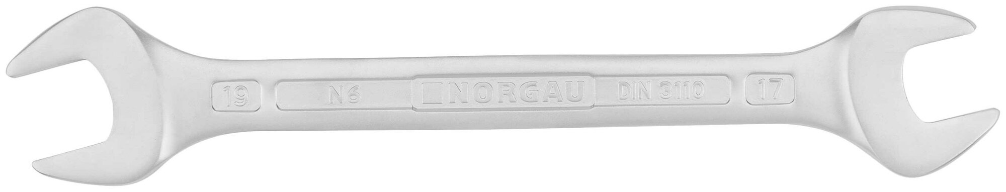 Гаечный ключ 17х19 мм NORGAU Industrial, двусторонний рожковый, "HРM" High precision machining
