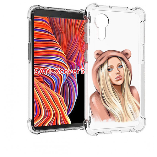 Чехол MyPads блондинка-в-капюшоне женский для Samsung Galaxy Xcover 5 задняя-панель-накладка-бампер