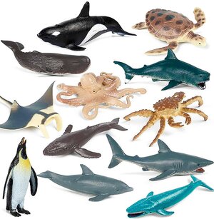 Фигурки морских обитателей - животных, 12 шт. для детей