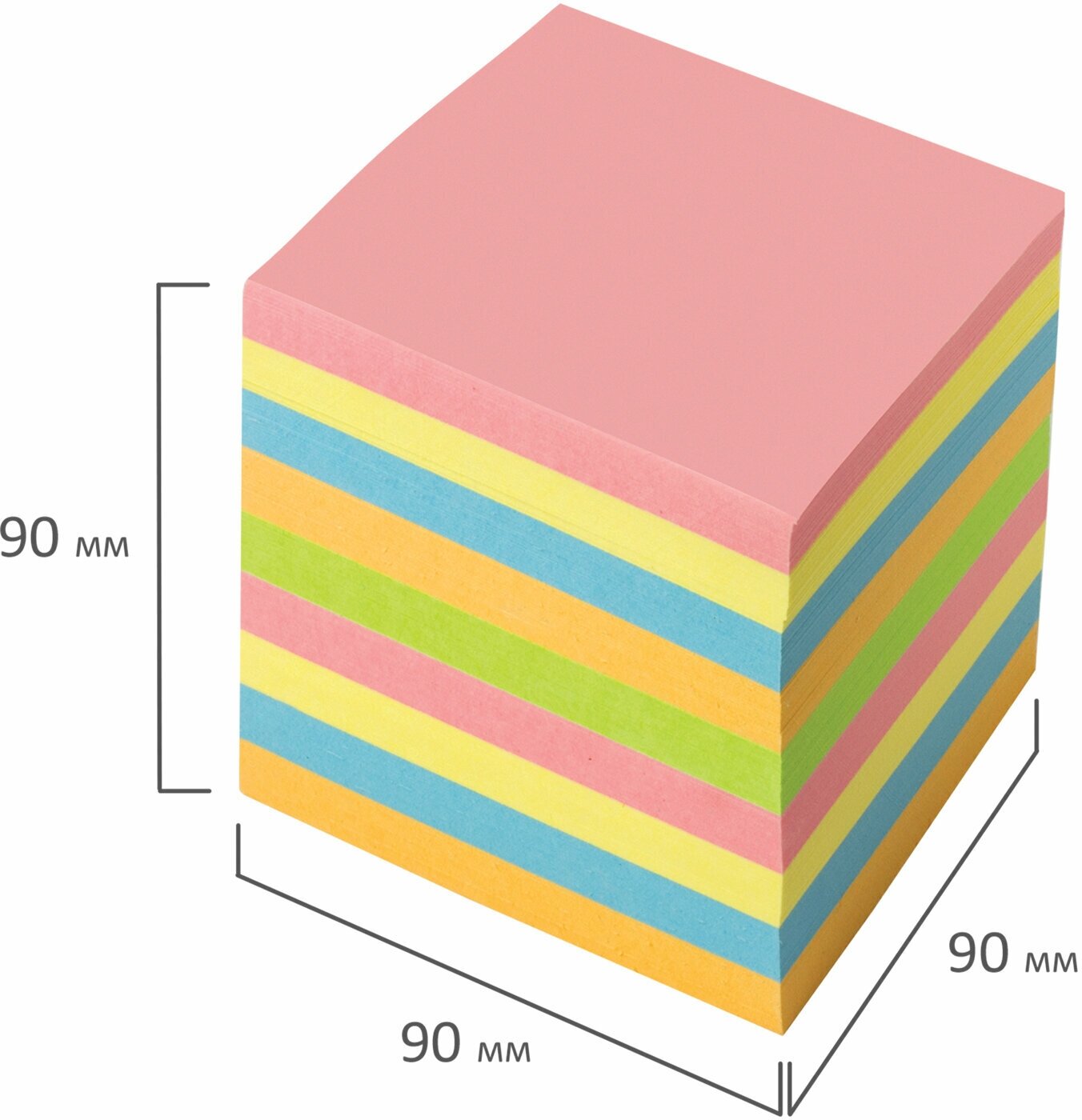 Блок для записей BRAUBERG непроклеенный, куб 9х9х9 см, цветной, 122341 - фото №3