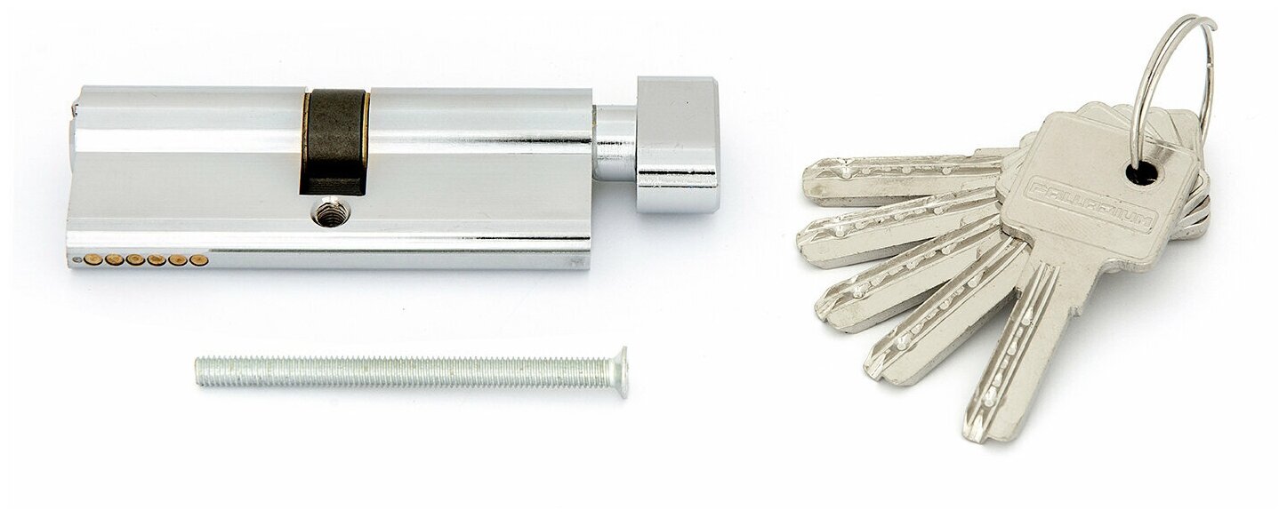 Цилиндр Palladium C BK CP 80 (40х40) мм ключ/вертушка хром - фото №3