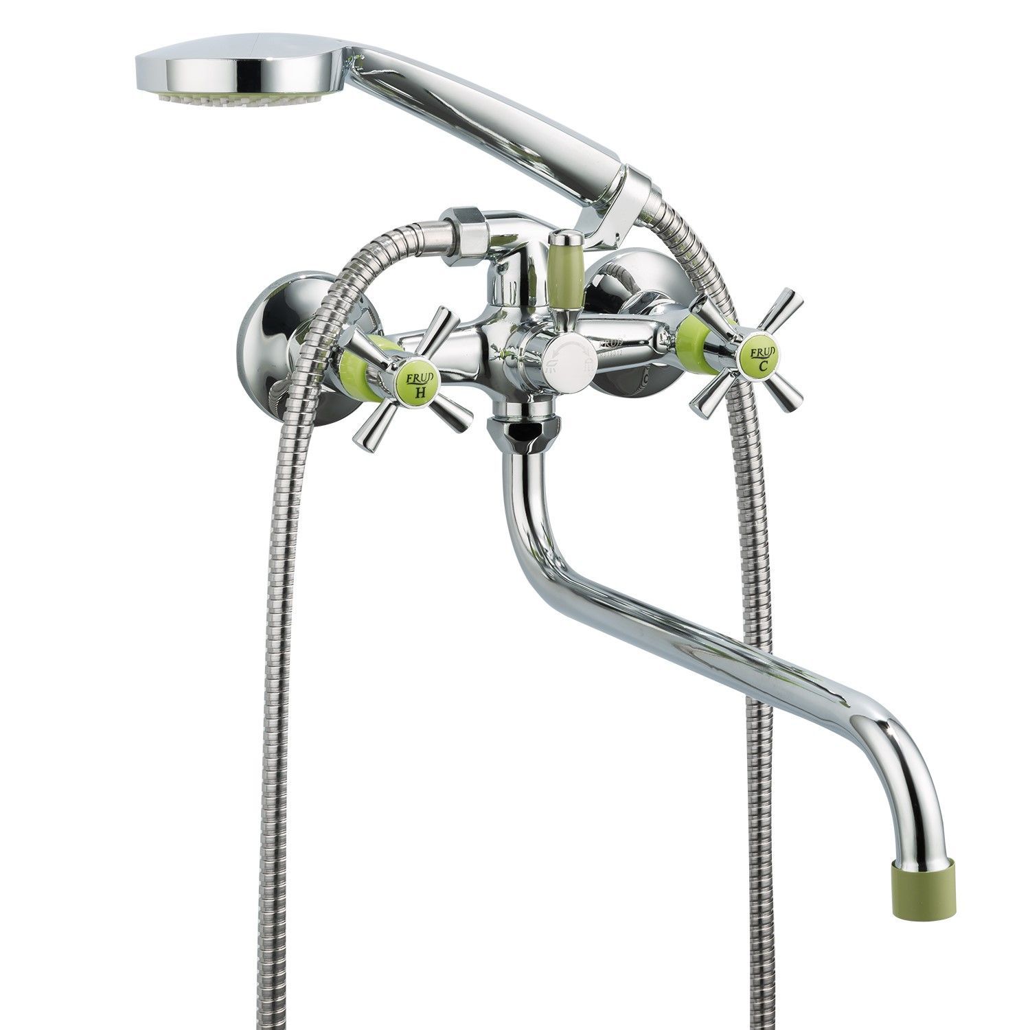 Смеситель для ванны FRUD R2ZO21GL18QS-6EU, хром; зеленый