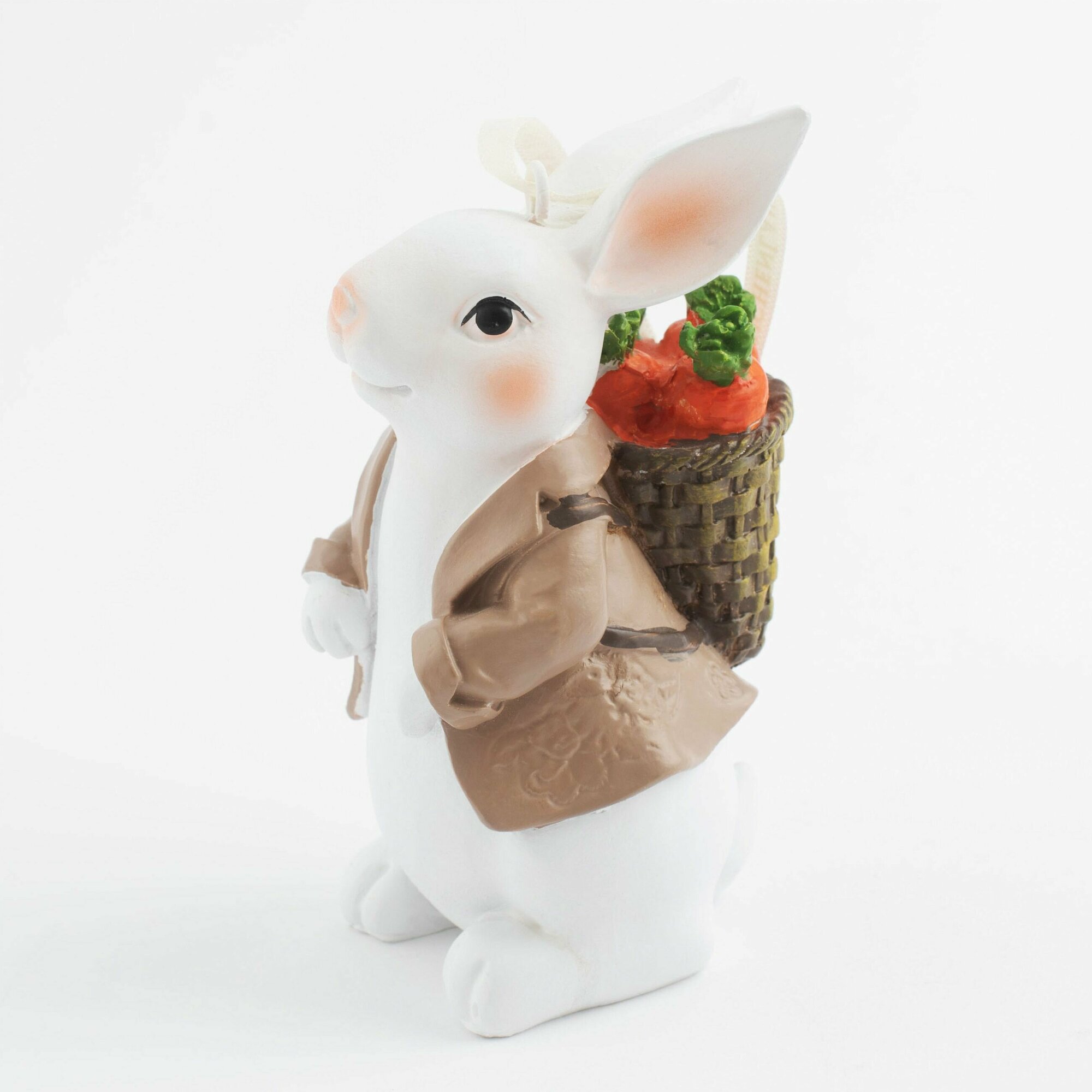 Подвеска декоративная 11 см полирезин Белый кролик в пиджаке с морковкой Easter