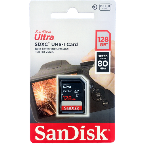 карта памяти sandisk ultra sdxc 128 гб 140mb s class 10 uhs i sdsdunb 128g gn6in Карта памяти SanDisk Ultra SDXC 128ГБ 80MB/s Class 10 UHS-I (SDSDUNC-128G-GN3IN)