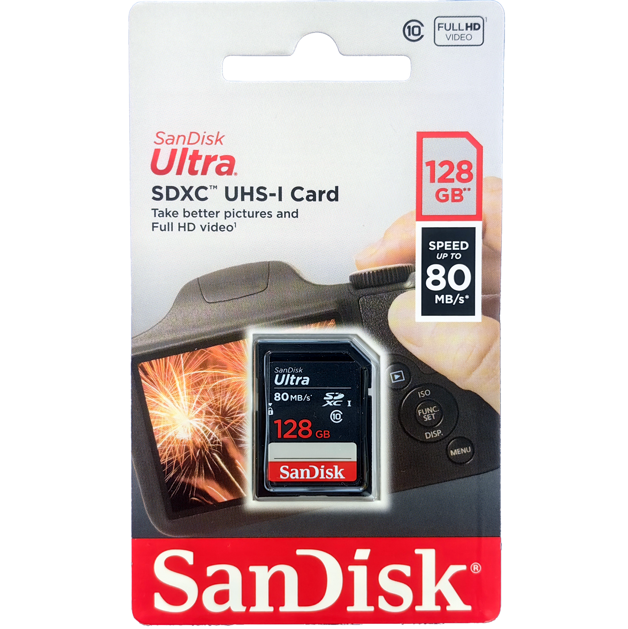 Карта памяти SanDisk Ultra SDXC 128ГБ 80MB/s Class 10 UHS-I (SDSDUNC-128G-GN3IN)