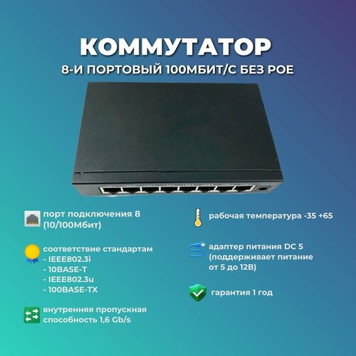 Коммутатор восьмипортовый 1760₽