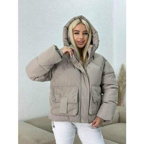 фото Куртка , размер 44, бежевый темный diboutique