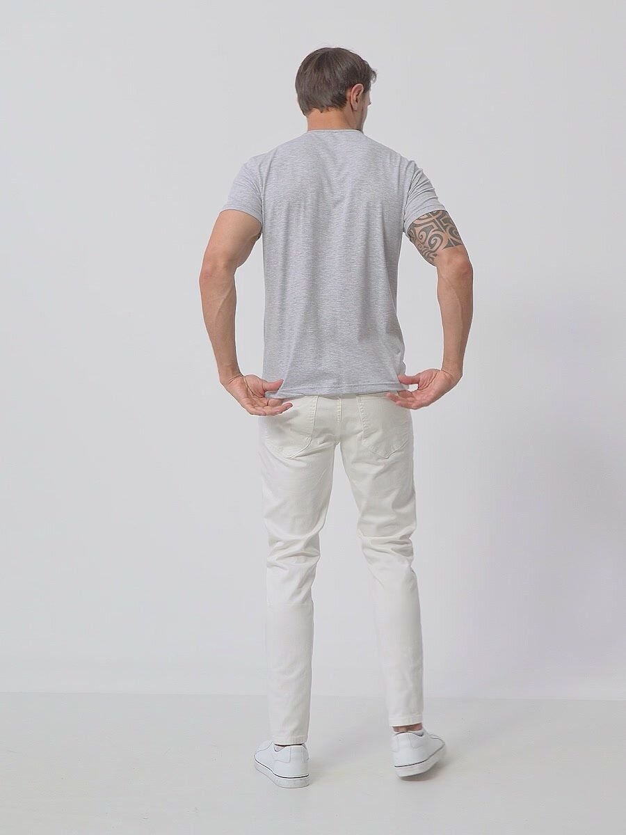 Джинсы зауженные MkJeans Slim fit, размер 32, бежевый, белый — фото 1