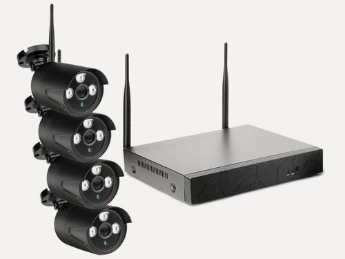 Изображение товара Беспроводной комплект видеонаблюдения на 4 камеры 5MP КвадроВижн Стрит - 5.0 Люкс-Р, система видеонаблюдения для дома