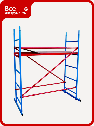 Изображение товара Помост малярный ООО “РИЗ” PMF, стальной каркас, фанерный настил, колёсный, бытовой класс, решение для высотных работ