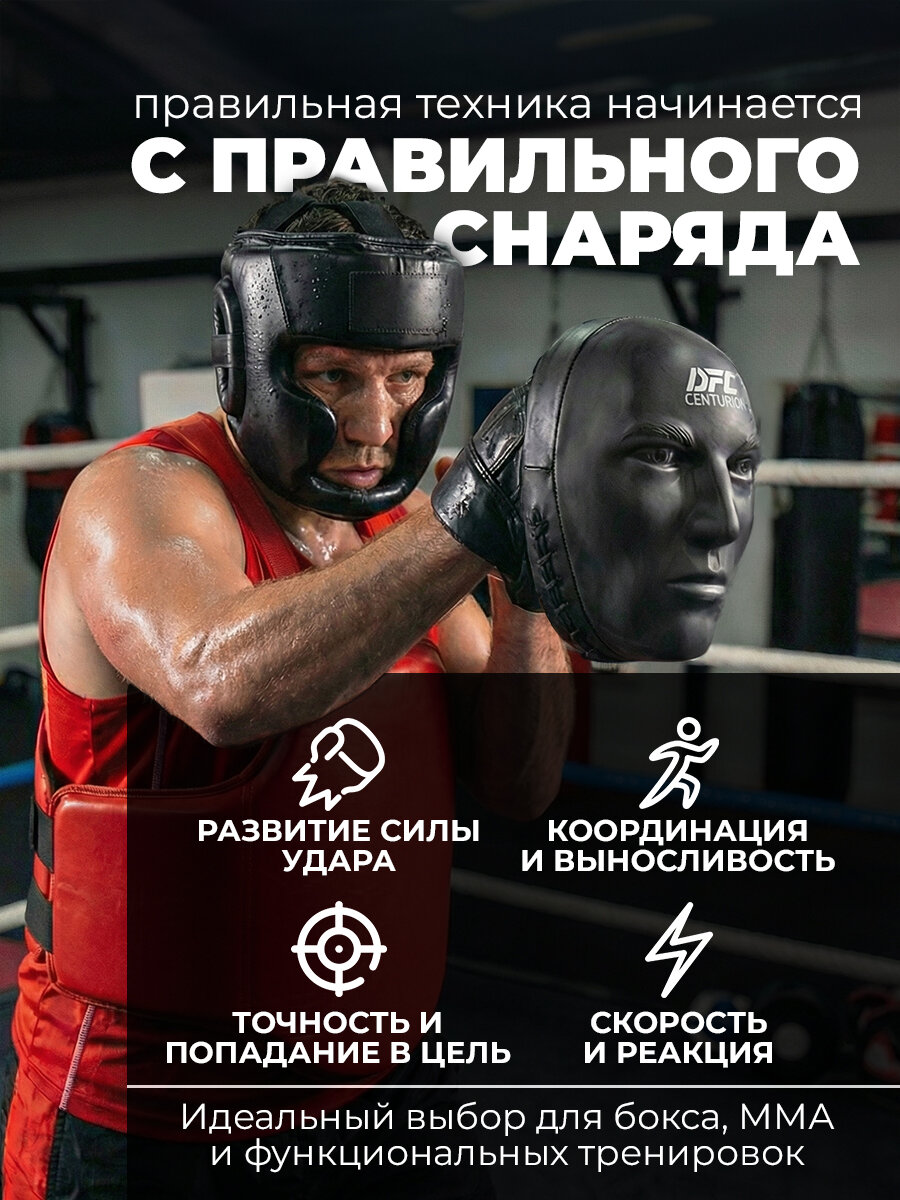 Лапа боксерская DFC TLS-J Mask-Punching, черный, искусственная кожа, 11x22x16 см — фото 1