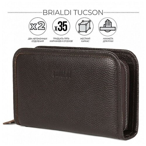 Мужской кожаный клатч BRIALDI Tucson relief brown BR44383SR