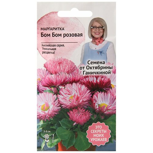 Маргаритка Бом Бом розовая 10 шт, семена многолетних цветов