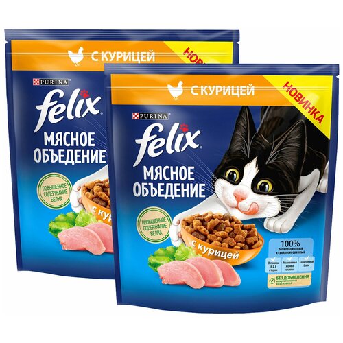 FELIX мясное объедение для взрослых кошек с курицей (0,6 + 0,6 кг)