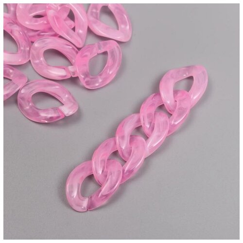 Звено цепи пластик для творчества пастель розовый набор 25 шт 2,3х16,5 см