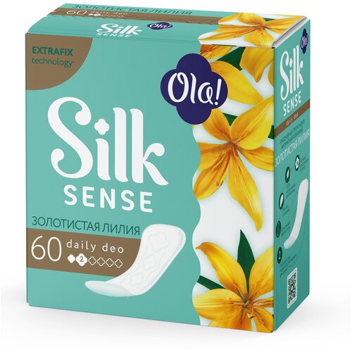 Ola! прокладки ежедневные Silk Sense Daily Deo Золотистая лилия, 2 капли, 60 шт.