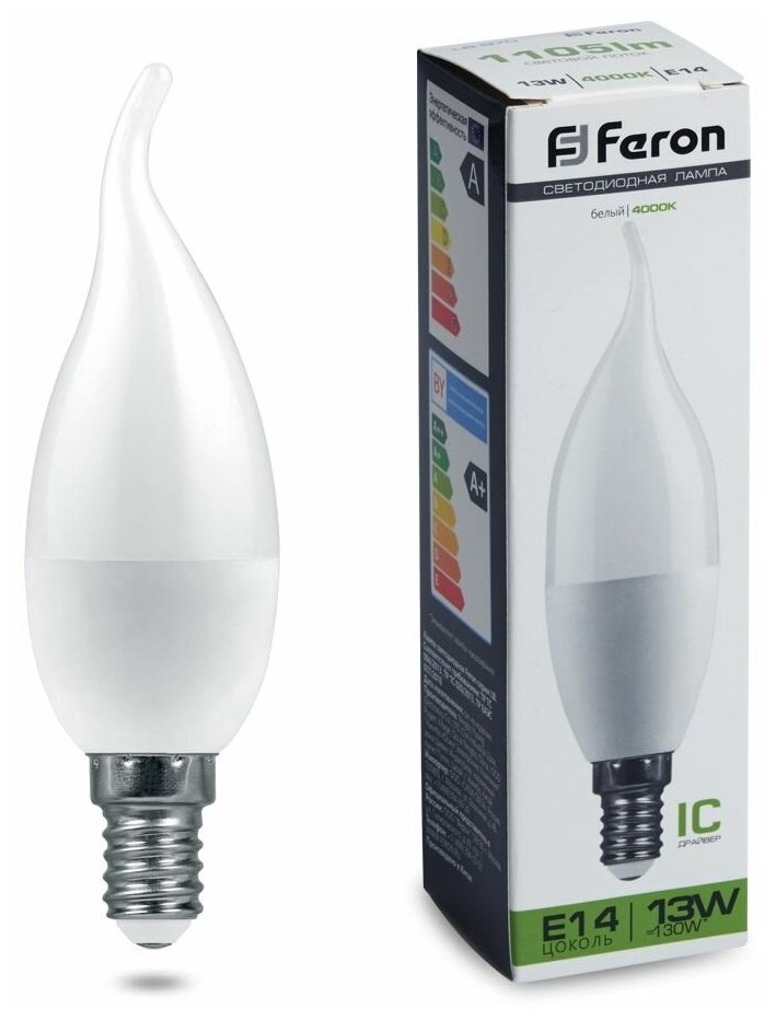 Лампа светодиодная Feron E14 13W 4000K матовая LB-970 38113