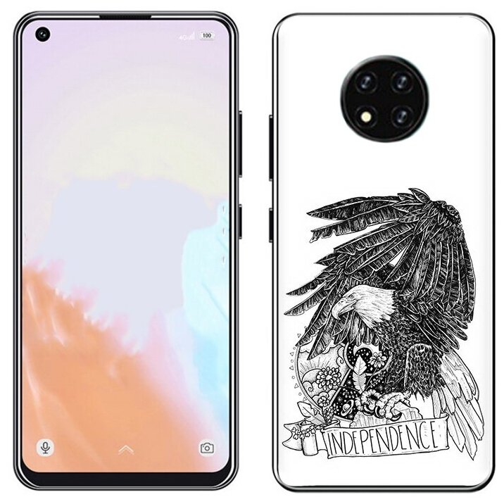 Чехол задняя-панель-накладка-бампер MyPads черно белый сокол для Oukitel C19/Oukitel C19 Pro противоударный