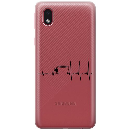 Силиконовый чехол с принтом Coffee Cardiogram для Samsung Galaxy A01 Core / M01 Core / Самсунг А01 Кор силиконовый чехол на samsung galaxy a01 core m01 core самсунг а01 кор silky touch premium с принтом allergy желтый