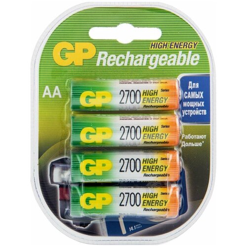 Аккумулятор GP, Ni-Mh, AA, HR6-4BL, 1.2В, 2700 мАч, блистер, 4 шт. (1шт.)