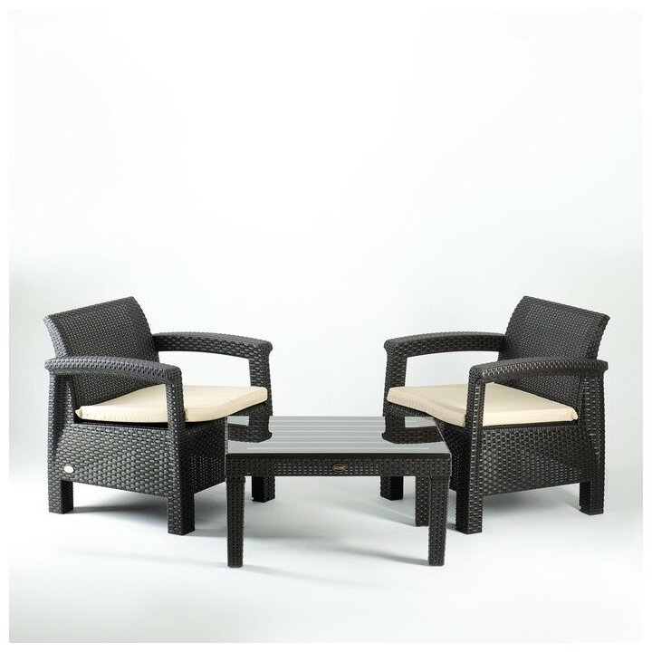 Набор мебели "Калифорния" 3 предмета: 2 кресла, стол, темно-коричневый 7060890