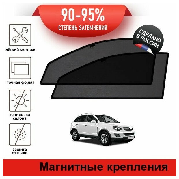 Каркасные шторки LATONIK PREMIUM на Opel Antara 1 рестайлинг (2010-2015) на передние двери на магнитах с затемнением 90-95%