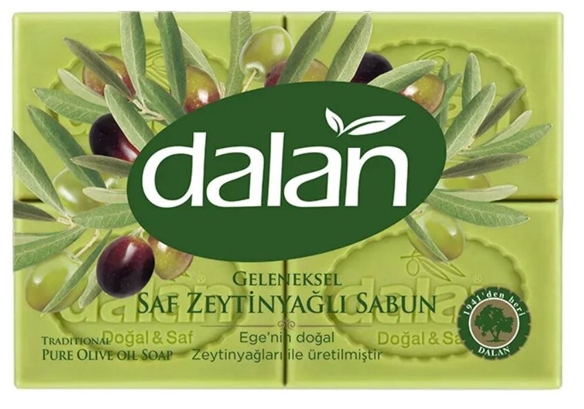 Dalan Традиционное натуральное мыло с Оливковым маслом. 500 г. (4х125г)